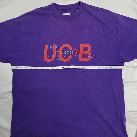 VINTAGE 90s t-shirt single stitch purple boxy‎ crew neck unisex tee M - Picture 10 of 11